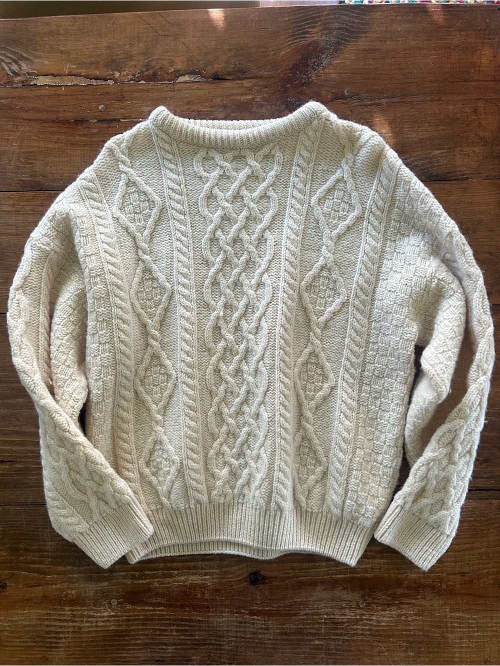 Cream Cable Knit Women's Fisherman Sweater